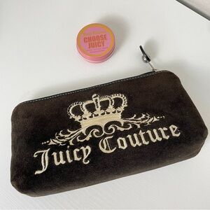 Juicy Couture Vintage Velour Dark Brown Makeup Bag with Candle